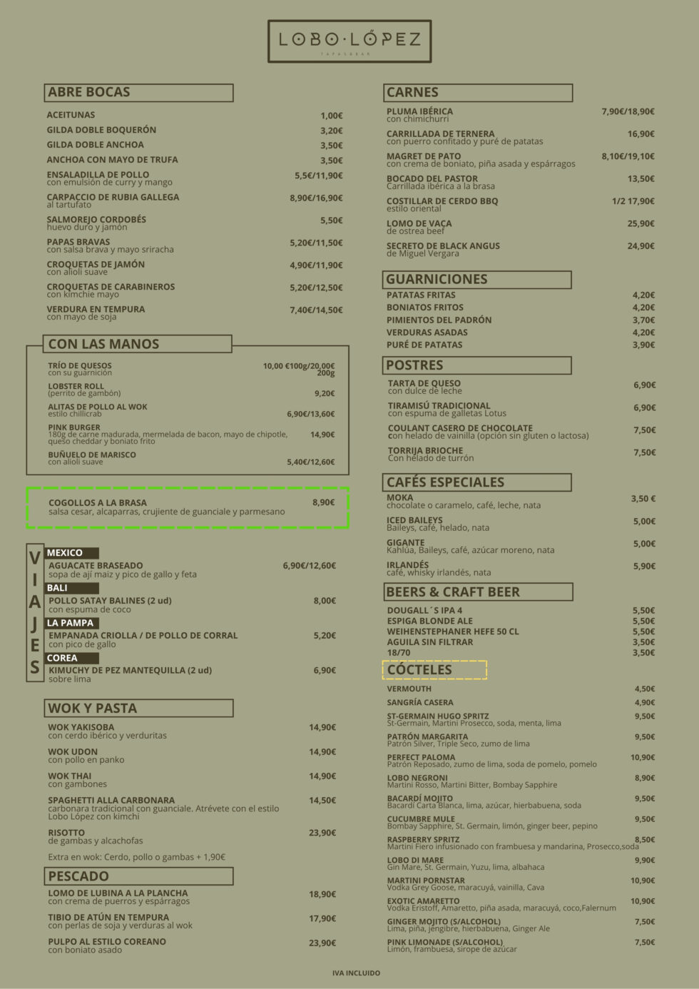 Lobob Menu LoboLopez | Tapas&Bar
